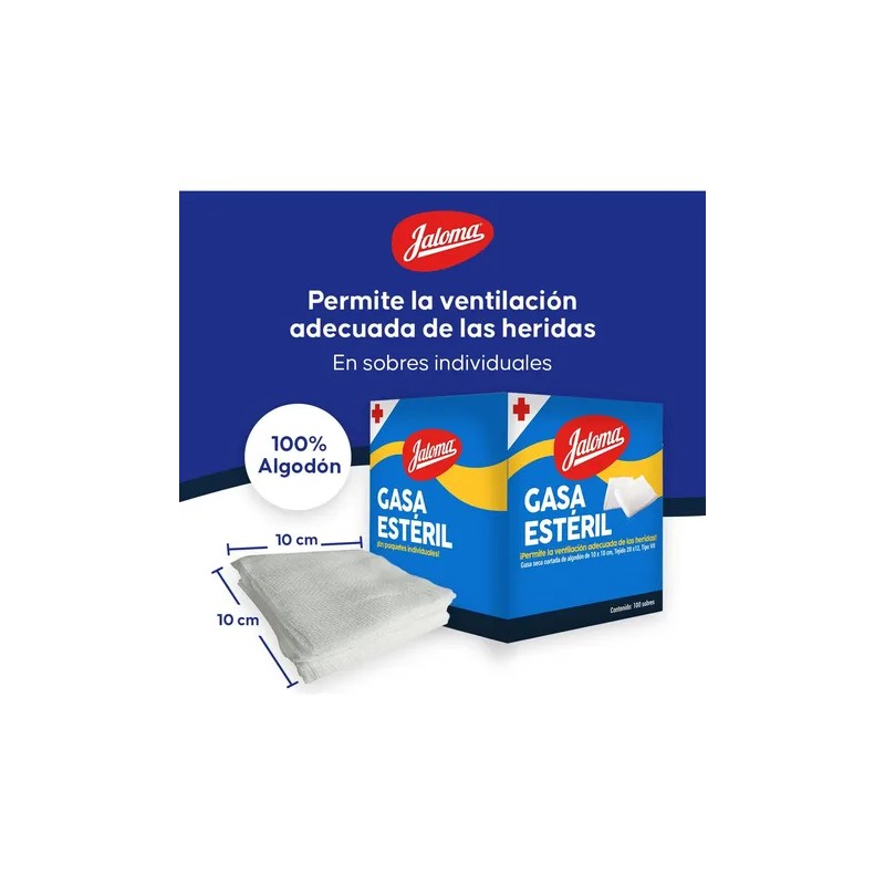 Jaloma Gasa Simple Estéril 10x10cm Caja Con 100 Sobres
