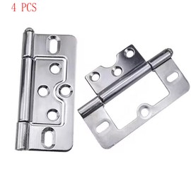 3 Inch Non-Mortise Door Hinges Chest Hinges Box Hinges Heavy Duty Vintage Furniture Hardware, Pack of 4, Silver