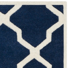 Safavieh Chatham Collection CHT735C Handmade Trellis Premium Wool Runner, 2'3" x 7' , Dark Blue / Ivory