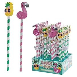 Puckator Flamingo Pinks & Pineapple Tropical Pencil with Eraser - Eraser Pencil - Pencils With Rubbers - Pencils with Erasers - Stationary Set for School & Office - Cute Pencils Back To School Gifts