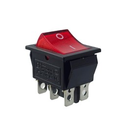 Rocker Switch, Toggle Switch, Device Switch, 6-Pin 16 A, 250 ~ Red, Illuminated