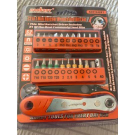 HORUSDY 23-Piece 1/4 Mini Ratchet Offset Screwdriver Bit Set, S2 Steel Right Ang