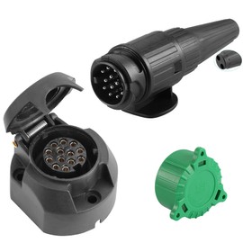 SPARKMOTO 13 Pin Trailer Plug and 13 Pin Trailer Socket,12V 13 Pin Trailer Plug Socket Waterproof Trailer Light Connector, Trailer Plug Socket For Boat Trailer RV Cars Caravan Adapter Connector (Long)