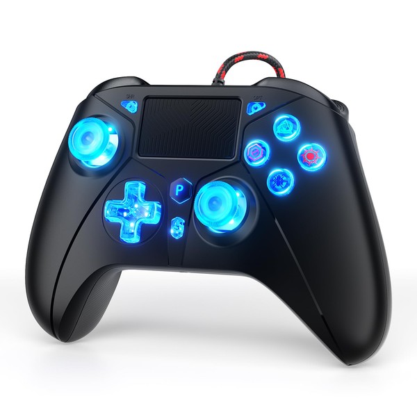 FOIRCEADAL RGB Wire Controller for PS5, Back paddles and Speaker,