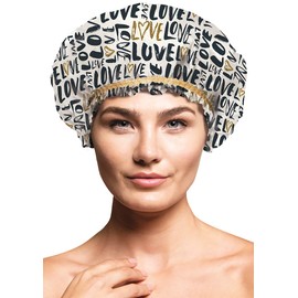 Betty Dain Hipster Collection Shower Cap, Waterproof, Frosted PEVA Material, Oversized Design Perfect for Every Hair Length, Elasticized Hem, True Love