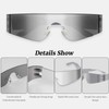 milramtob Futuristic Wrap Around Sunglasses Y2K Silver Trendy Rimless Glasses