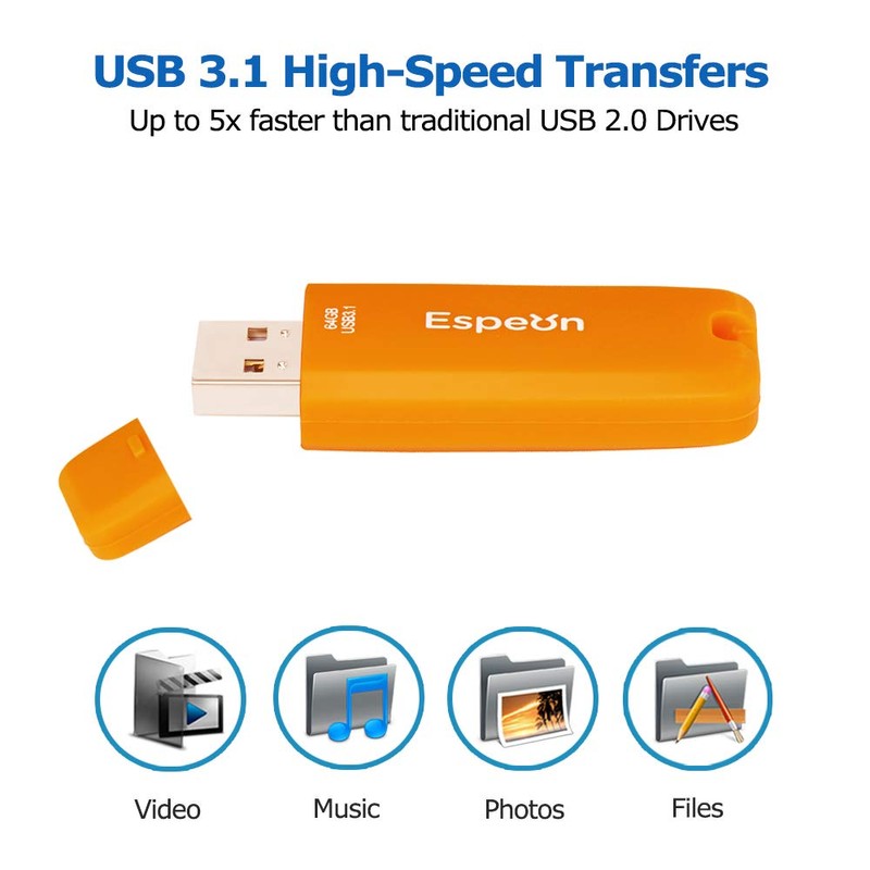 Espeon 2 Pack 64GB USB 3.1 USB Flash Drive Rubber