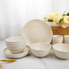 Rubtlamp 24 Pcs Wheat Straw Dinnerware Sets, Unbreakable Reusable Plastic