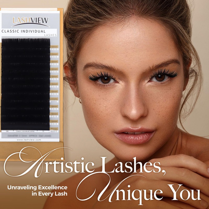 LASHVIEW Eyelash Extensions,Ellipse Flat Eyelash Extensions 0.15mm C Curl 8-15mm