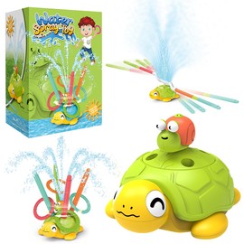 Fullware Water Sprinkler for Kids, Toddler Outdoor Toys, Backyard 3-in-1 Rotating Spray Turtle, Attaches to Garden Hose Splashing Fun Summer Toys for 3 4 5 6 7 8 Year Old Boys Girls Gifts