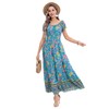 OSTOO Women's 2025 Summer Short Sleeves Boho Floral Print Tiered