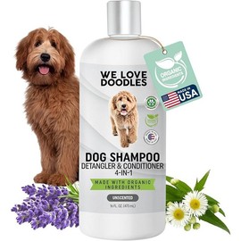 Organic Dog Shampoo, Conditioner & Detangler - Best Shampoo for Goldendoodles, Poodles & Doodles - for Matted Pet Hair - Sensitive Skin Shampoo for Puppies - Made in The USA, 16OZ (Ocean Breeze) - Scent: Unscented