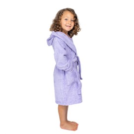 BAGNO MILANO Organic Turkish Cotton Kids Bathrobe, Soft Terry Cotton-Acrylic Hooded Towel Robe for Boys, Girls (US, Age, 3 Years, 4 Years, Purple)