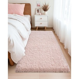 Disolla Pink Bathroom Runner Rug 24x59 Non Slip Fluffy Long Bath Mat for Bathroom Floor Washable Plush Luxury Bath Rug for Tub Absorbent Bathroom Shower Sink Mat