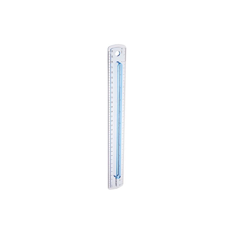 Westcott Finger Grip Plastic Ruler Measuring Inches and Metric, 12",