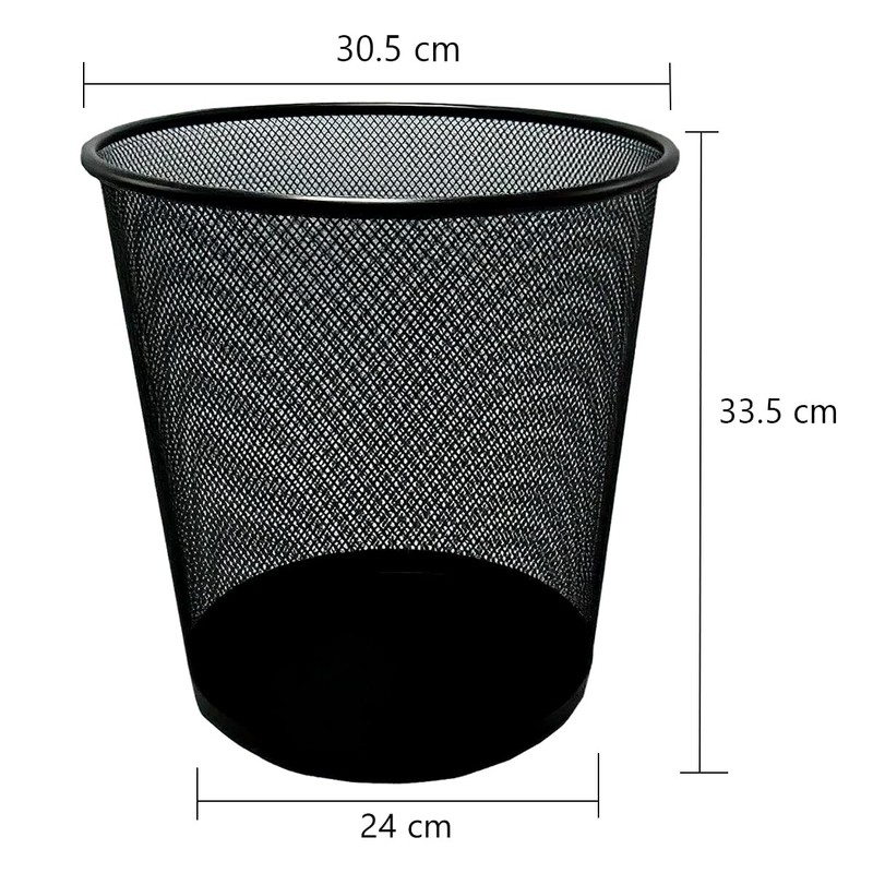 Cesto Bote De Basura Malla Mesh Redondo 20l Negro Reforzado