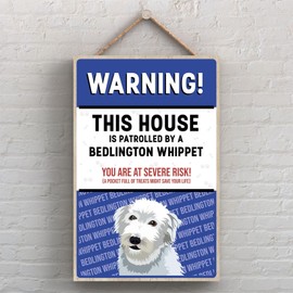 Global Designs Bedlington Whippet The Works Of K Pearson Dog Breed Illustration Wooden Hanging Plaque