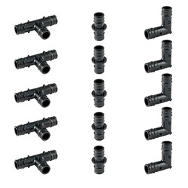 (Pack of 15) EFIELD 3/4" Poly (PPSU) Pex-a Expansion Fitting Bundle with Tees "T" (5 PCS), Elbows (5 PCS), Couplings (5 PCS) For Pex A Tubing/Pipe, ASTM 1960
