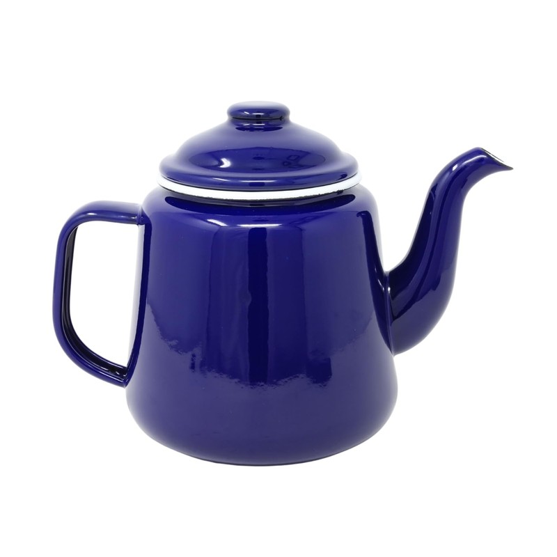 STEELEX 1.5L Enamel Teapot Blue & White Rim Gas Electric