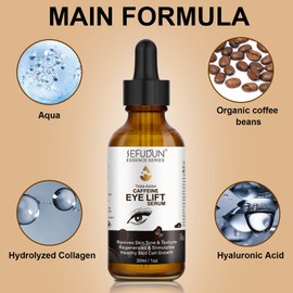 Caffeine Eye Serum,Dark Circles Under Eye Treatment for Women with Vitamin C,Hyaluronic Acid, Collagen,Anti Aging Eye Serum Reduces Puffiness, Eye Bags, Wrinkles and Fine Line
