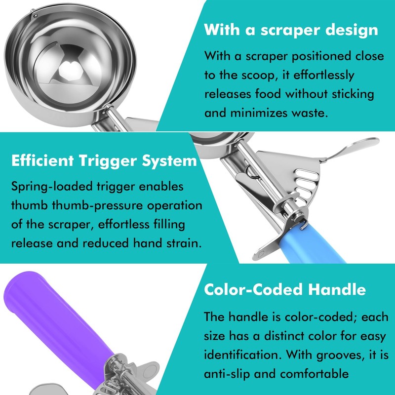 JUNADAEL J Ice Cream Scoop, Cookie Scoop Set, Incluede 1.2