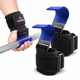 Bluelander Straps para Gym para Levantamiento de Pesas, Straps Ganchos Levantamiento con Muñequera Ajustable Velcro, Agarre Firme y Seguro de Ejercici