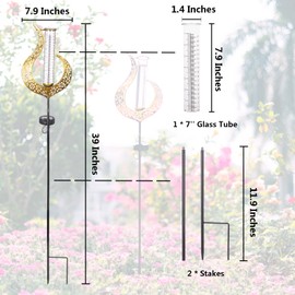 HOBYLUBY 39'' Rain Gauge Outdoor - Solar Flame Design Rain Gauges for Yard, Lawn, Pathway, Patio
