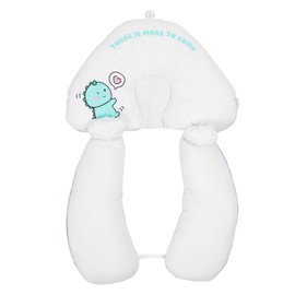 Baby Head Body Pillow Soft Breathable Drawstring Adjustment Newborn Head Shaping Pillow with Nursing Column for Infant Blue Dinosaur