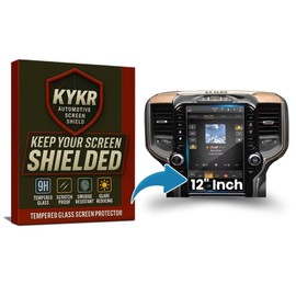 Kykr 12 Inches Tempered Glass Screen Protector for 2019-2025 Dodge Ram 1500, 2500, 3500, 9H Hardened, Anti-Glare, and Anti-Scratch Glass, Easy to Apply, Water-Resistant Car Accessories, Matte(Incompatible with 14 inch model)