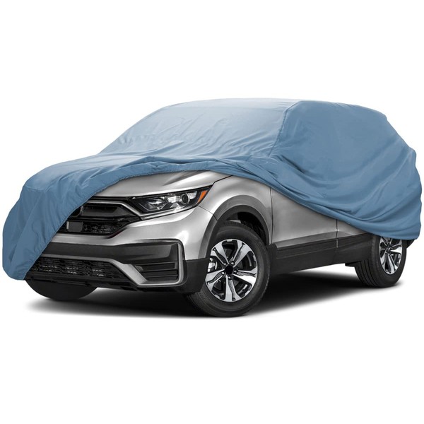 iCarCover 18-Layers Premium SUV Car Cover Waterproof All Weather, UV Sun Protection, Snow & Dust Resistant | Custom Form-Fit with Straps | Universal, Breathable & Padded Car Cover SUV | 166-175"