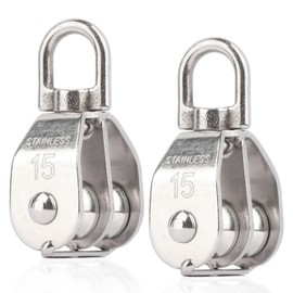 AOKOLL M15 Double Pulley Snatch Block Lifting Crane Swivel Hook, 304 Stainless Steel