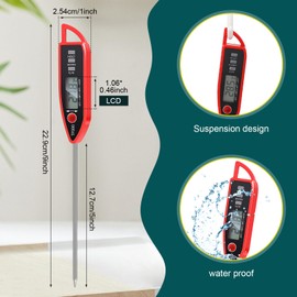 Copkim 3 Pcs Waterproof Food Thermometer for Liquid, Water, Candle and Cooking Digital Meat Thermometer with Long Probe Instant Read for Kitchen BBQ Grill Candy(Red)