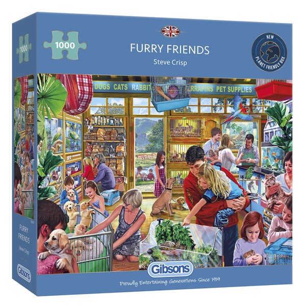 Furry Friends 1000 Piece Jigsaw Puzzle | Sustainable Puzzle for Adults | Premium 100% Recycled Board | Great Gift for Adults | Gibsons Games