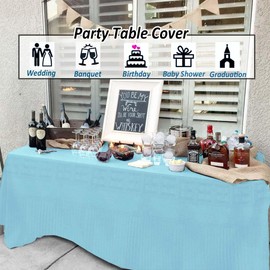 TheoZemica Light Blue Disposable Table Covers for Party, 6 Pack - 54×108 Inch Paper Tablecloth Rectangular, Waterproof 3 Ply Paper & Plastic Table Cloth for Birthday Banquet Buffet