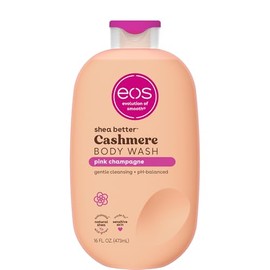 eos Shea Better - Gel de baño de cachemira, champán rosa, hidratante y nutritivo, fórmula de gel cremoso equilibrado de pH, libre de parabenos ni ftalatos, piel sensible, 16 onzas líquidas