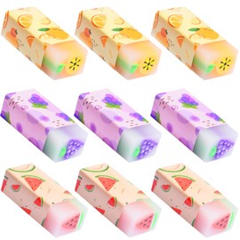 PEAKTOP Children's Eraser, 9 Fruit Erasers, Fruit Flavour Scented Eraser Set, Party Bags, Children's Birthday Post, Office Supplies, Stationery for School, Home, Office