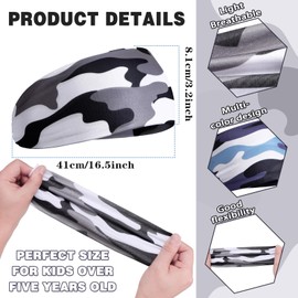 6 Pcs Kids Boys Headbands for Boys Athletic Sweatbands Boys Headbands for Kids Football Headband Youth Kids Sweat Bands Sweat Absorbing Elastic Hairband (Colorful)