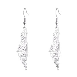 Amaxer Israel Palestine Map Earrings Bracelet Epoxy Resin Enamel Map Pendant Adjustable Bracelet Dangle Drop Earrings Jewelry Gifts for Women Lady (silver earrings-A)