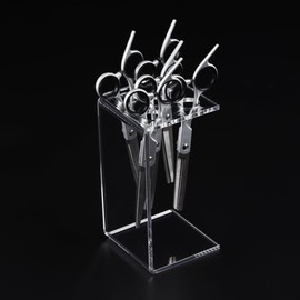 LIXIMMAZN 5 Holes Acrylic Scissors Organizer, Clear Acrylic Scissors Rack Stand Hairdresser Combs Clips Desktop Holder Salon (2 Pieces)