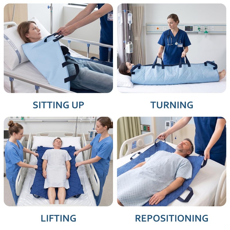Positioning Bed Pad with 8 Reinforced Handles 2 Pack -