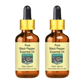 Devprayag Pure Black Pepper Essential Oil (Piper nigrum) with Glass Dropper Natural Therapeutic Grade Steam Distilled (Pack of Two) 100ml X 2 (6.76 oz)