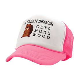 Nukem Cap Company Funny Women's Trucker Hat - Trucker Hats for Women - Perfect Gag Gift for Naughty Gift Exchange Trucker Hats Neon Hot Pink (US, Alpha, One Size, Clean Beavers Get More Wood)