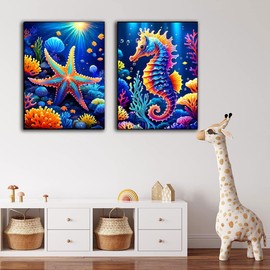 GOUOYANA Marine Animals Diamond Art Kits for Adults,5D Sea Turtle Diamond Art for Beginners,DIY Full Drill Diamond Painting Kit,Home Wall Decor Diamond Painting (12x16 Inch)