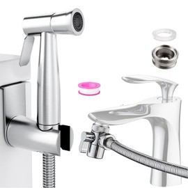 Bidet Stainless Steel Hand Shower, Toilet Sprayer Stainless Steel Shower and Baby Cloth Diaper Spray kit - with Faucet Dispenser, Hose and Hook Toilet or Wall Mount