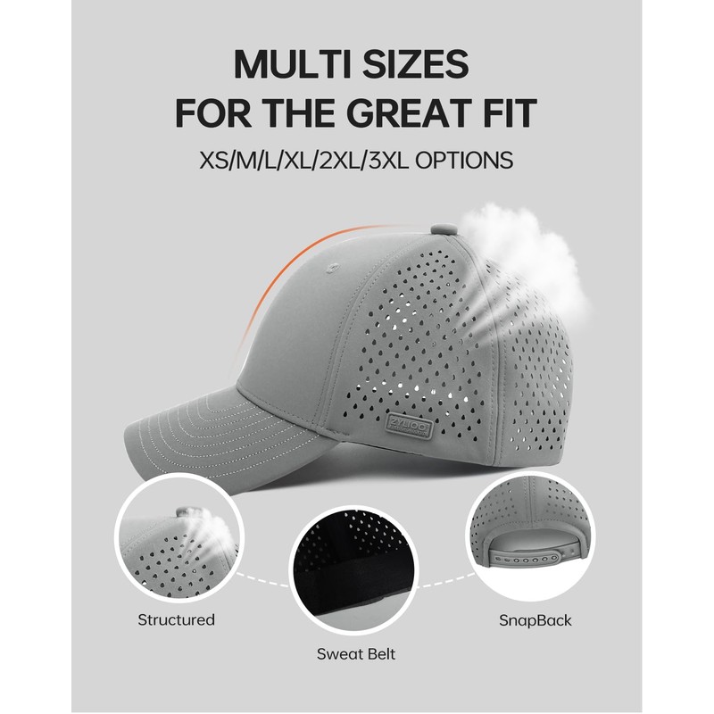 Zylioo XS/S/M/L/XL/XXL/3XL Men's Baseball Cap for Large/Small Head, Mesh Running