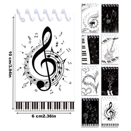 JOINFANXIN 8 Pcs Musical Note Mini Spiral Notebook, Black and White Piano Mini Pocket Notebook for Music Theme Students Rewards, Portable Office Meeting Supplies