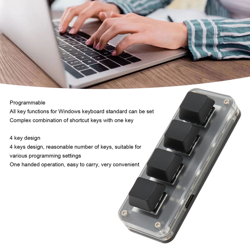 4 Fully Programmable Keys Mini Type C Wired One Handed