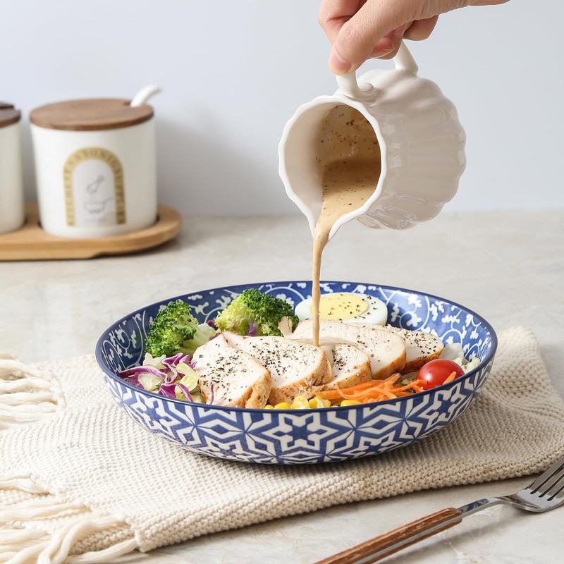 Selamica Ceramic Pasta Bowls Set 34 OZ, Large Salad Bowls
