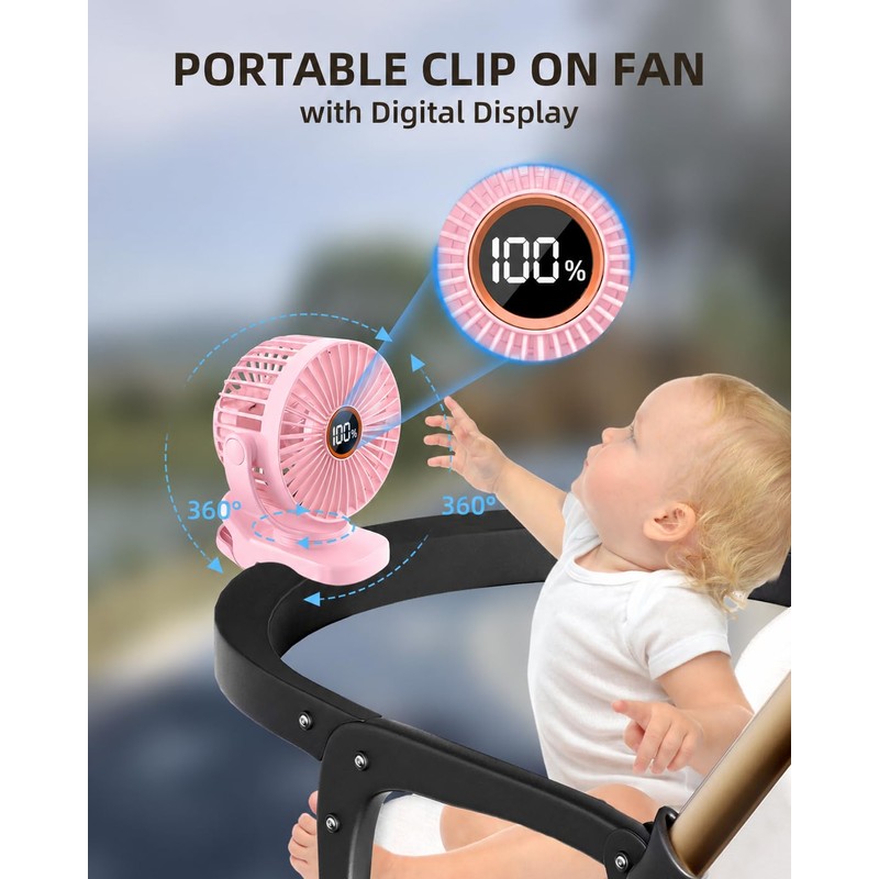 TUNISE Clip on Fan, USB Fan with 3 Speeds 4.5m/s,