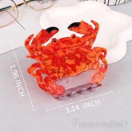 Framendino, Crab Shape Hair Claw Clips Big Claw Barrettes Ocean Animal Non-Slip Funny Hair Accessories for Women 3.74 x 2.95 in